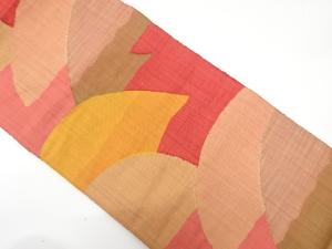 手織り紬　山並模様織り出し　名古屋帯